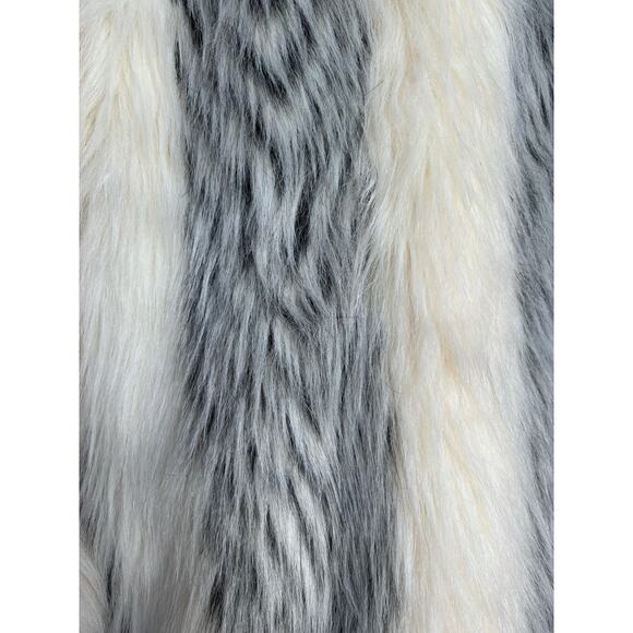 Vintage Donnybrook Faux Fur Long Coat White Gray Striped Plush Elegant Evening - Picture 12 of 12